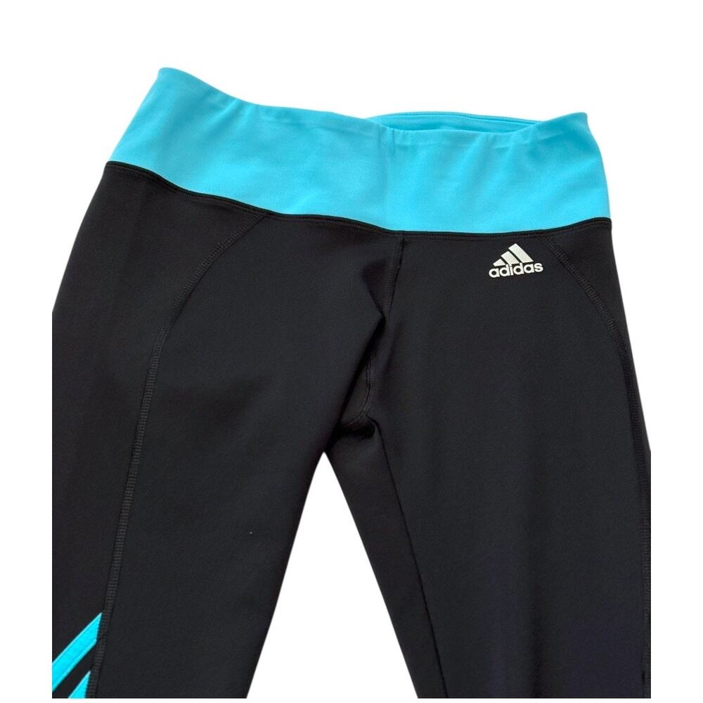 Adidas Cropped Athletic Pants - Medium - Black & Teal - Yoga Gym Active Leggings - Picture 3 of 11